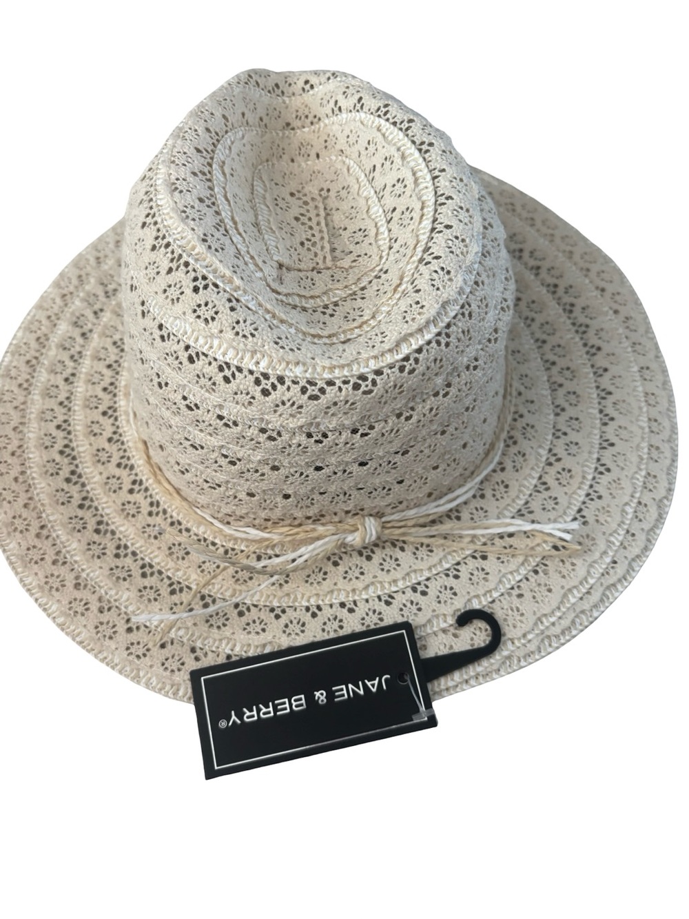 Jane & Berry Cream Crochet Coastal Cottage core Boho Sun Fedora Hat